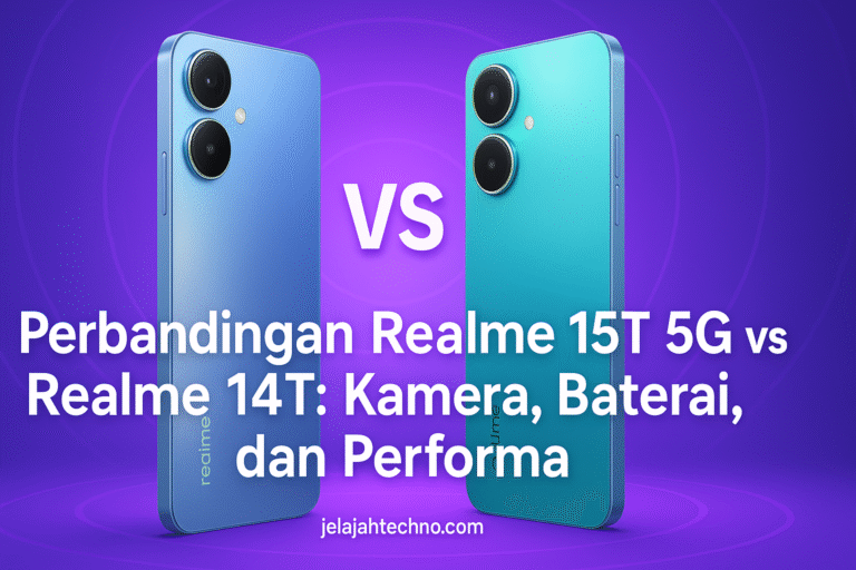 Realme 15T 5G unggul di kamera depan 50 MP dan baterai 7000 mAh, sedangkan 14T menawarkan desain lebih besar dan daya tahan solid.
