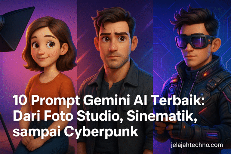 Pengen hasil edit yang keren dan profesional? Coba 10 contoh prompt Gemini AI ini — dari gaya studio sampai cyberpunk futuristik!