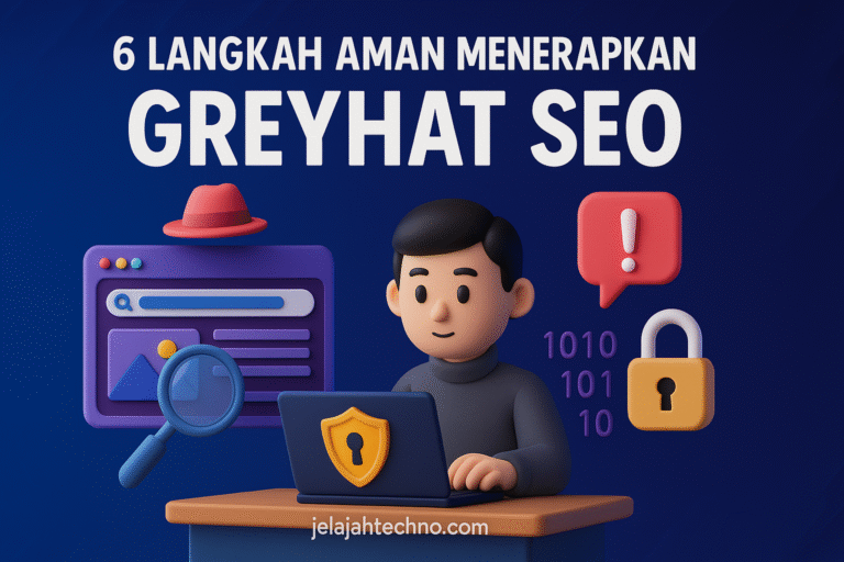 Panduan praktis 6 langkah greyhat SEO: pilih taktik, audit risiko, eksekusi rapi, monitoring, UX, dan review.
