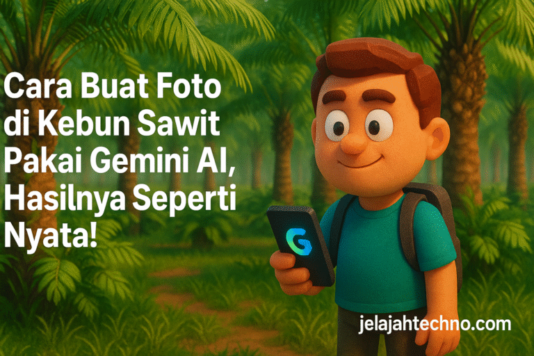 Tak perlu kamera profesional! Cukup pakai Gemini AI dan prompt detail untuk menghasilkan foto di kebun sawit yang tampak nyata.