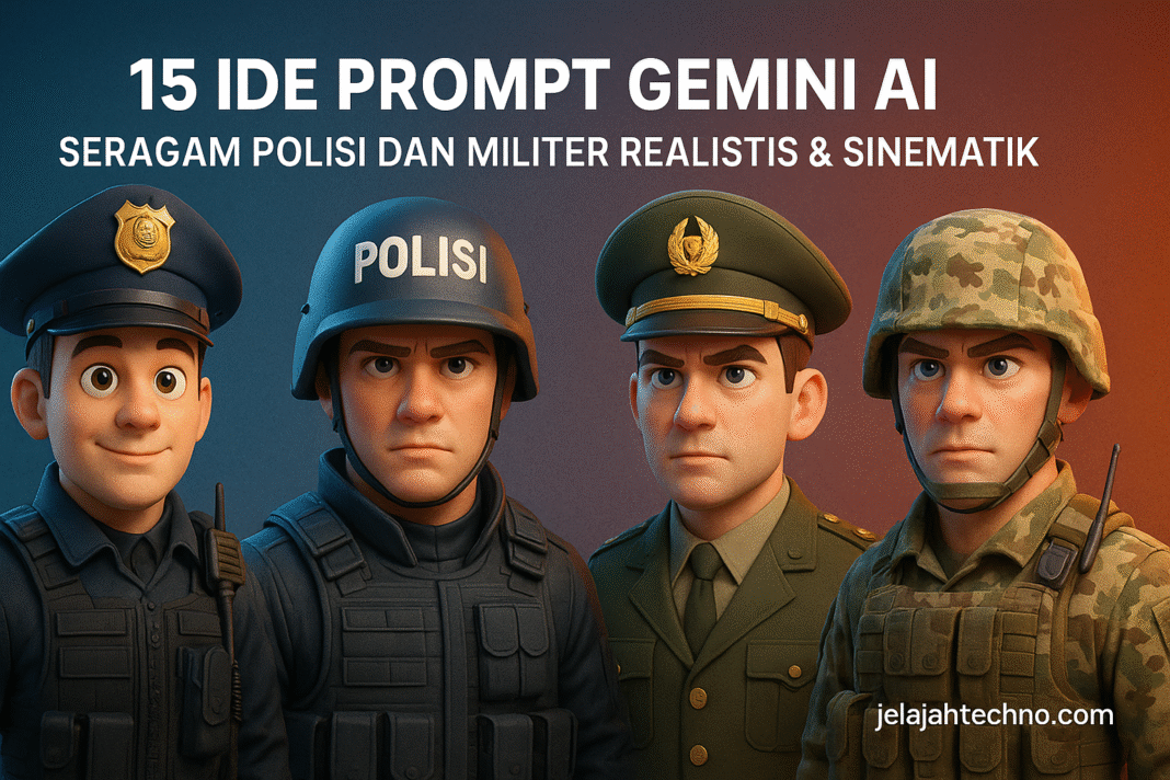 Temukan 15 prompt AI terbaik untuk edit foto berseragam militer atau polisi dengan gaya sinematik. Hasil realistis, powerful, dan tetap aman.