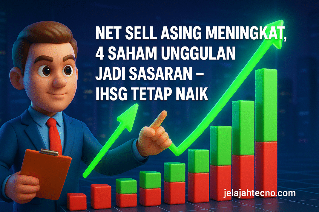 Aksi jual asing kembali menghantam pasar saham Indonesia. Saham BBCA, RAJA, CDIA, dan BBRI mencatat net sell besar, tetapi IHSG menguat.