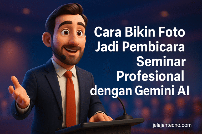 Tak perlu studio mahal! Gemini AI bisa ubah fotomu jadi potret pembicara seminar profesional. Pelajari cara dan contoh promptnya di sini.