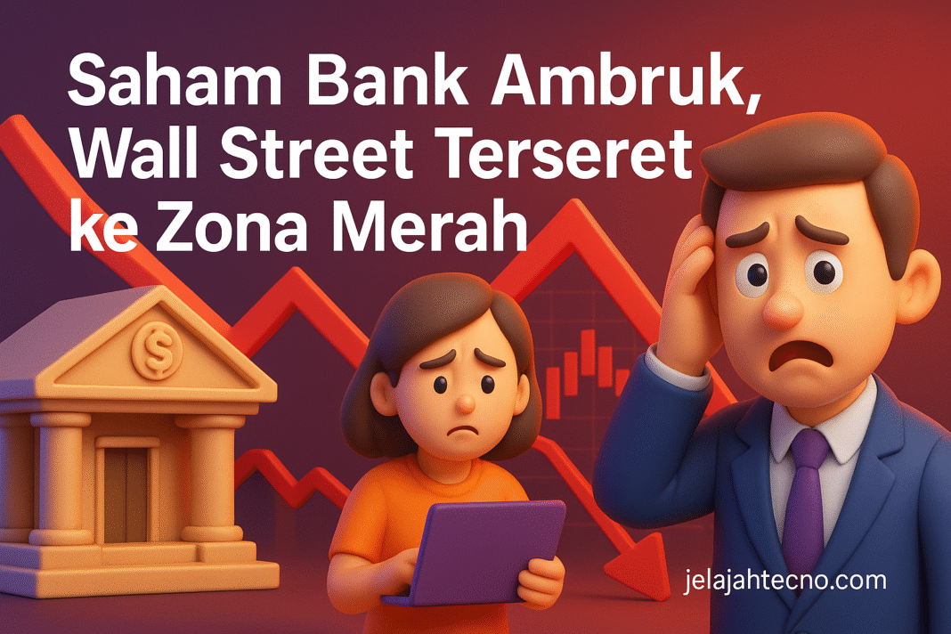 Pasar saham AS tertekan usai lonjakan kredit macet di bank-bank regional. Investor panik, indeks volatilitas VIX naik ke level tertinggi.