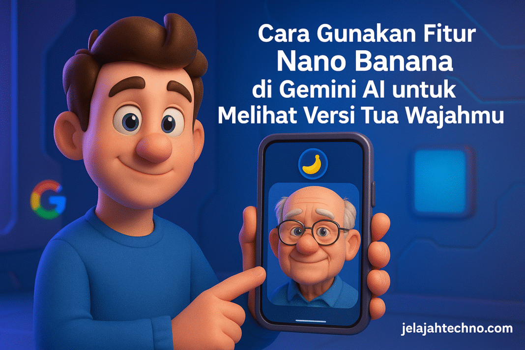 Gunakan fitur Nano Banana Gemini AI untuk memprediksi wajah tua dengan hasil alami dan ekspresi realistis.