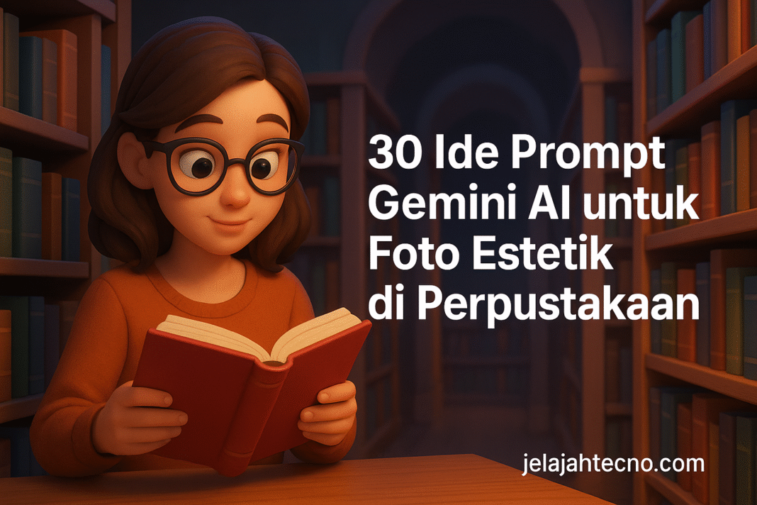 Ingin hasil foto bergaya editorial di perpustakaan tanpa ke sana? Coba 30 prompt Gemini AI ini untuk menciptakan gambar estetik dan elegan.