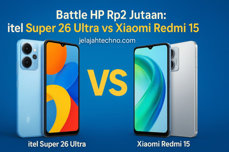 itel Super 26 Ultra hadir dengan layar AMOLED melengkung, Redmi 15 unggul dengan baterai jumbo. Mana lebih layak dibeli?