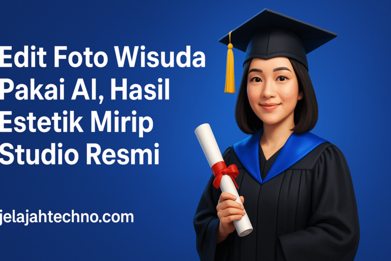Gunakan Gemini AI untuk edit foto wisuda yang anggun. Dengan prompt detail, hasil foto tampak profesional, rapi, dan elegan.