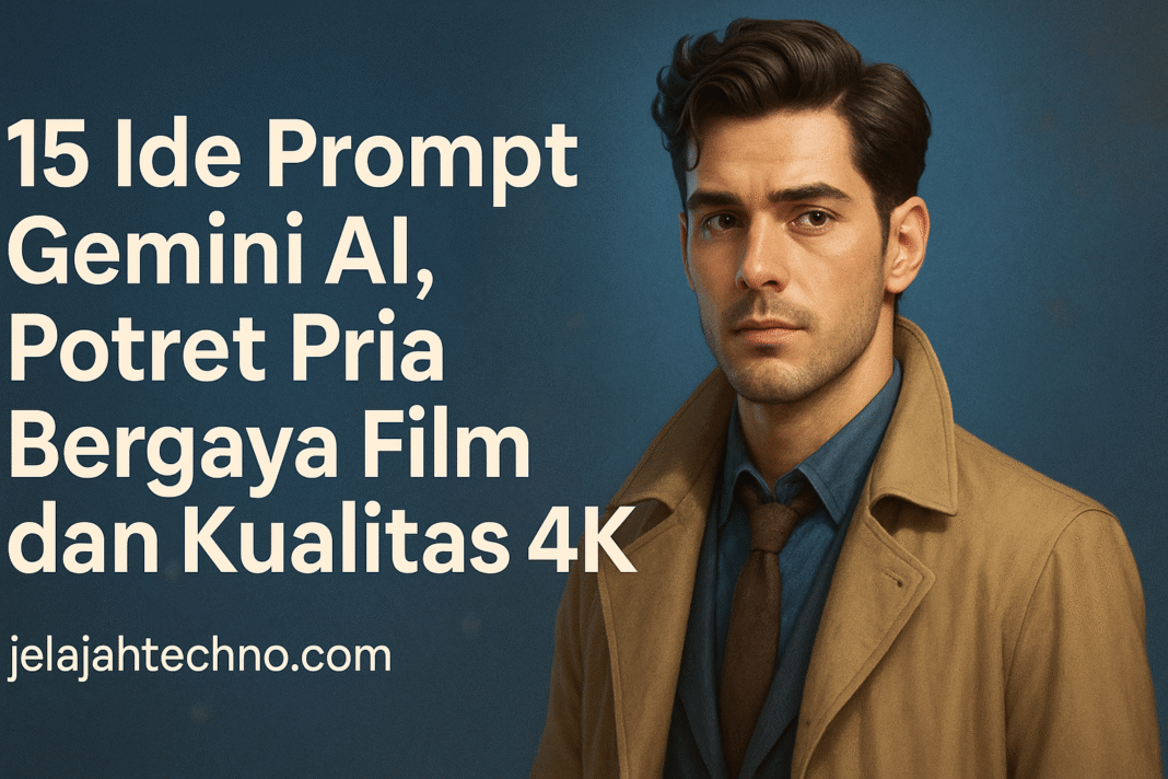 Ciptakan foto sinematik ala majalah pria menggunakan 15 prompt Google Gemini AI ini. Hasil realistis, tajam, dan berkarakter.