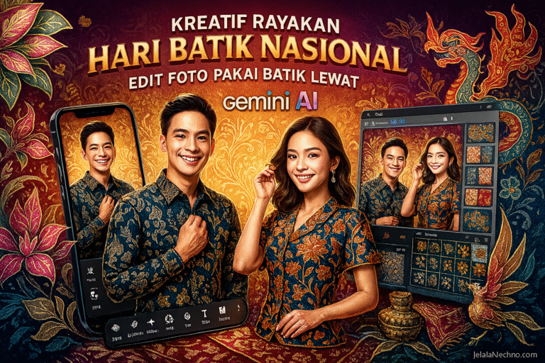 Rayakan Hari Batik Nasional dengan cara modern! Buat foto batik digital yang realistis dan bernuansa budaya menggunakan prompt Gemini AI.