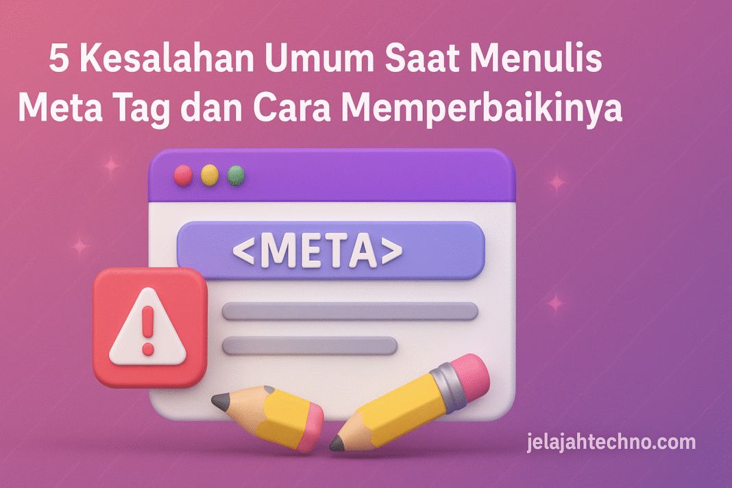 Hindari kesalahan SEO yang bikin websitemu sepi. Pelajari cara membuat meta tag yang efektif dan ramah pembaca.