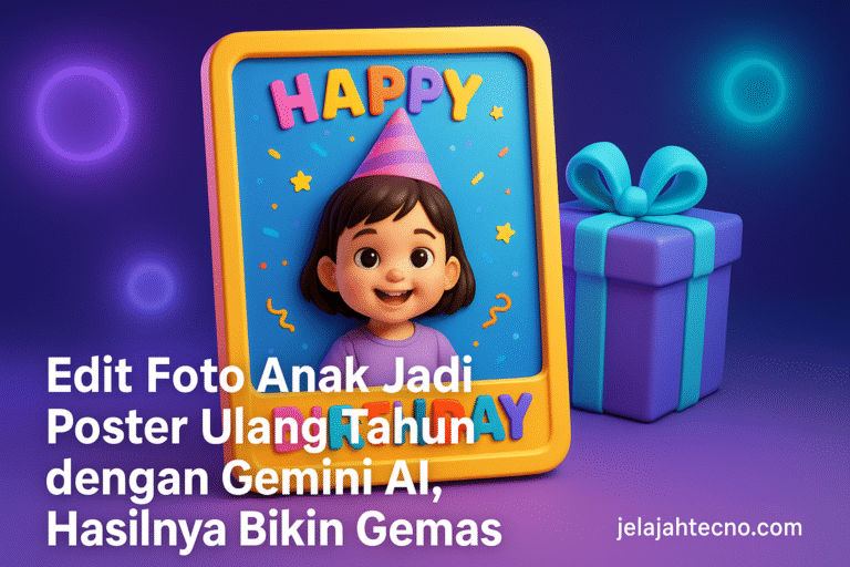 Gemini AI bantu kamu ubah foto anak jadi poster ulang tahun yang gemas dan penuh warna. Coba 5 prompt ini untuk hasil paling natural dan lucu!