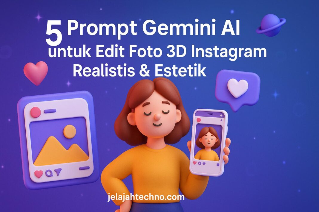 Temukan 5 prompt Gemini AI terbaik untuk membuat efek 3D realistis di foto Instagram. Ciptakan tampilan bold dan futuristik.