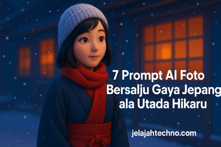 Ciptakan suasana Jepang bersalju ala Utada Hikaru dengan prompt AI yang lembut, melankolis, dan penuh cerita.