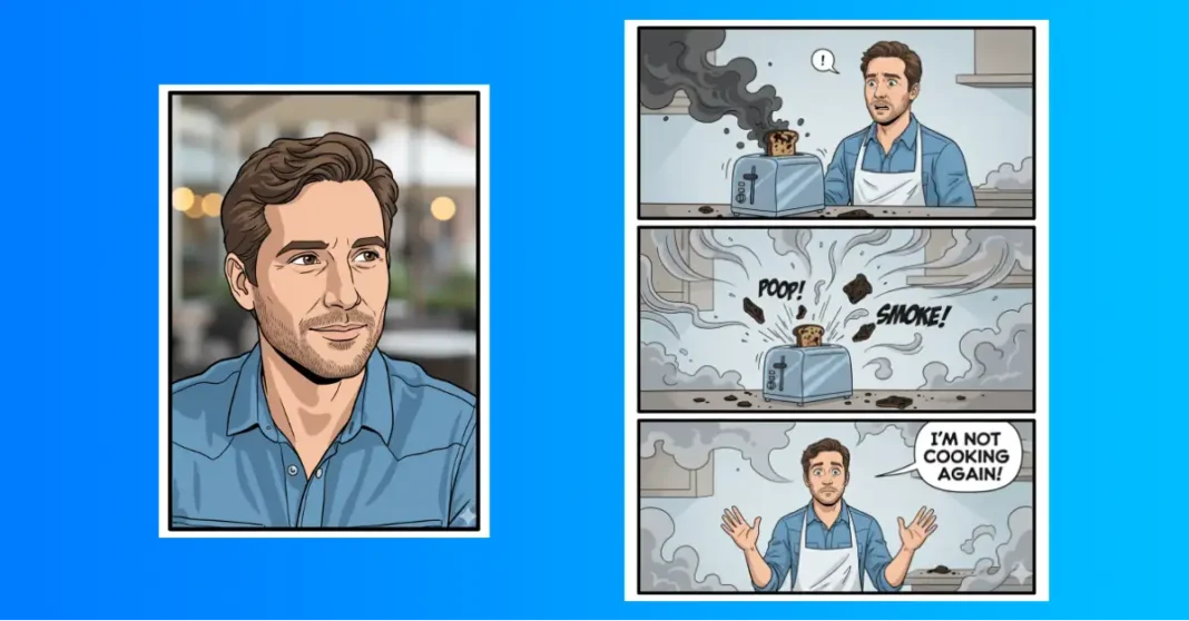 Temukan cara cepat membuat comic strip dari foto Anda menggunakan Gemini. Hasilkan karakter komik dan panel cerita lucu.